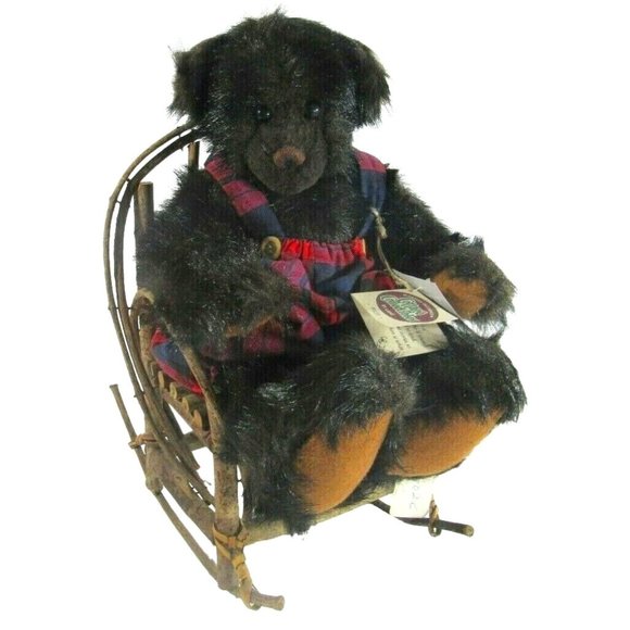 New Ganz Webb Jointed Bear Rustic Handmade Willow Rocking Chair Christy … - Picture 2 of 12